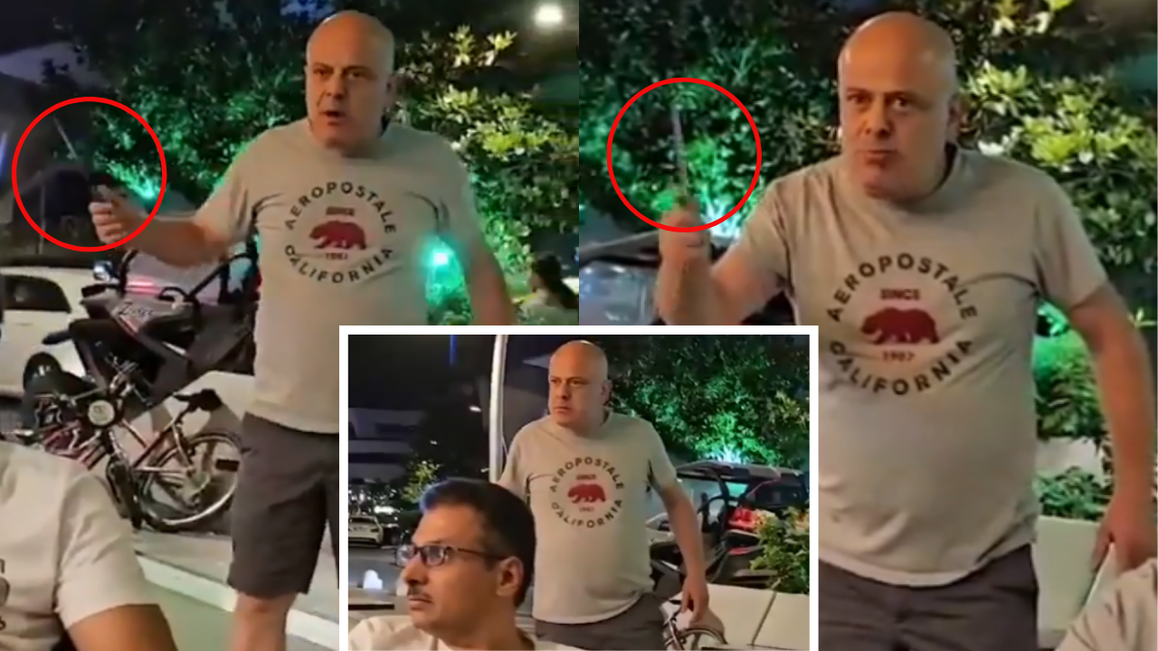 Tehlikeli provokasyon! Eli bıçaklı maganda Arap iş insanlarına kabusu yaşattı! – VİDEO