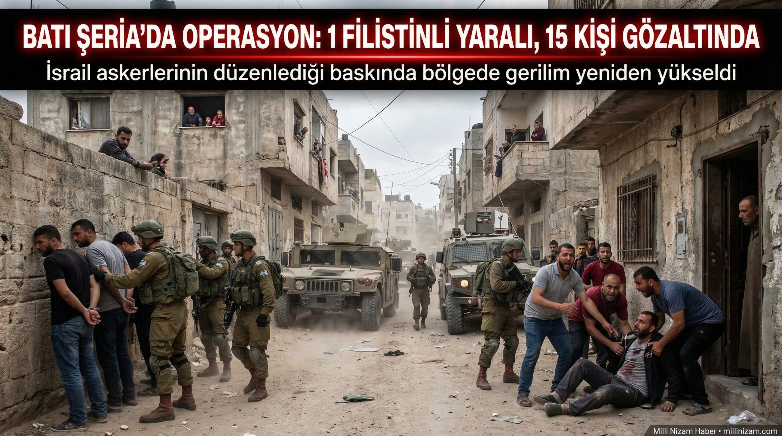 İsrail askerleri, Batı Şeria’da 1 Filistinliyi yaraladı, 15 kişiyi gözaltına aldı