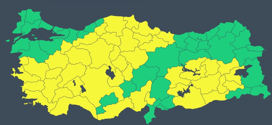 45 ilde sarı alarm