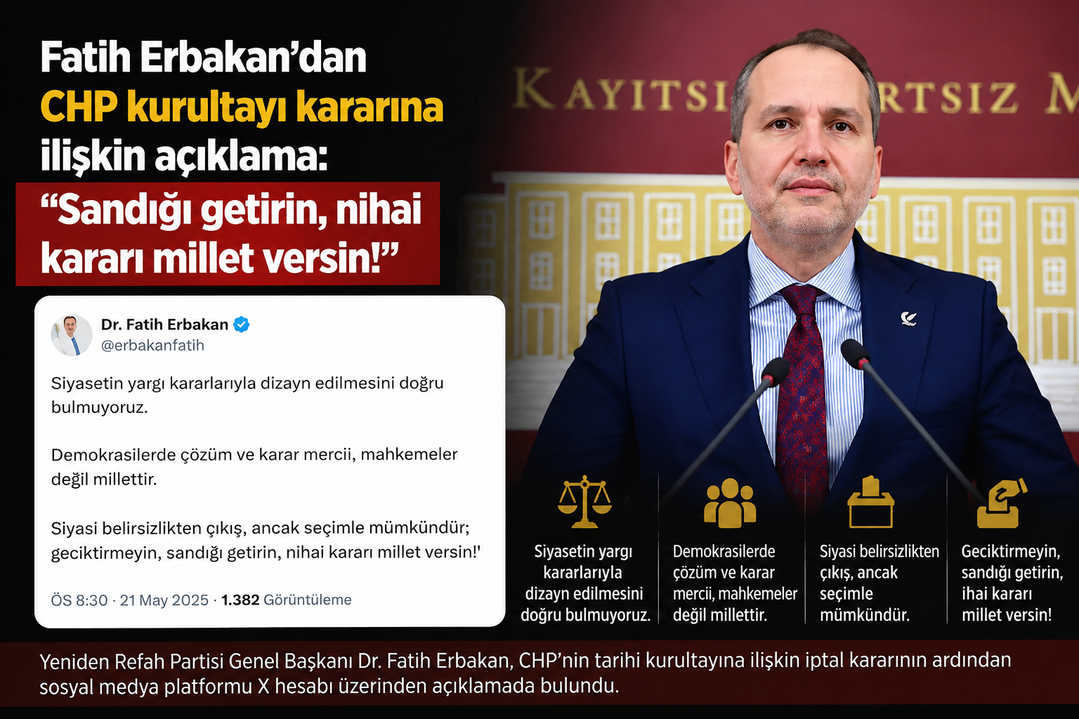 Milli Görüş Lideri Fatih Erbakan’dan Mutlak Butlan Kararı Sonrası Dikkat Çeken ” SANDIK” Çağrısı