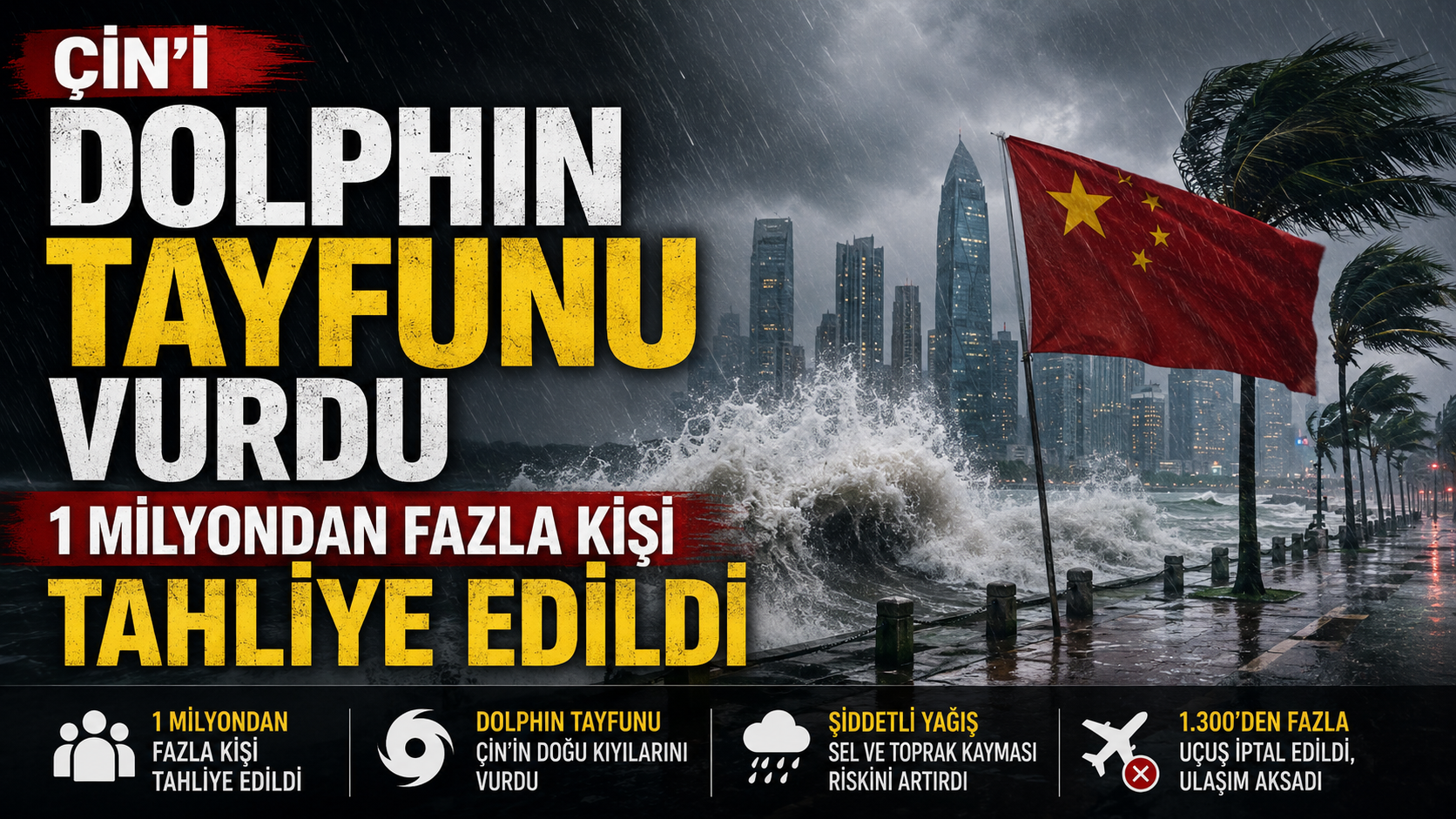 Çin’i Dolphin Tayfunu Vurdu: 1 Milyondan Fazla Kişi Tahliye Edildi