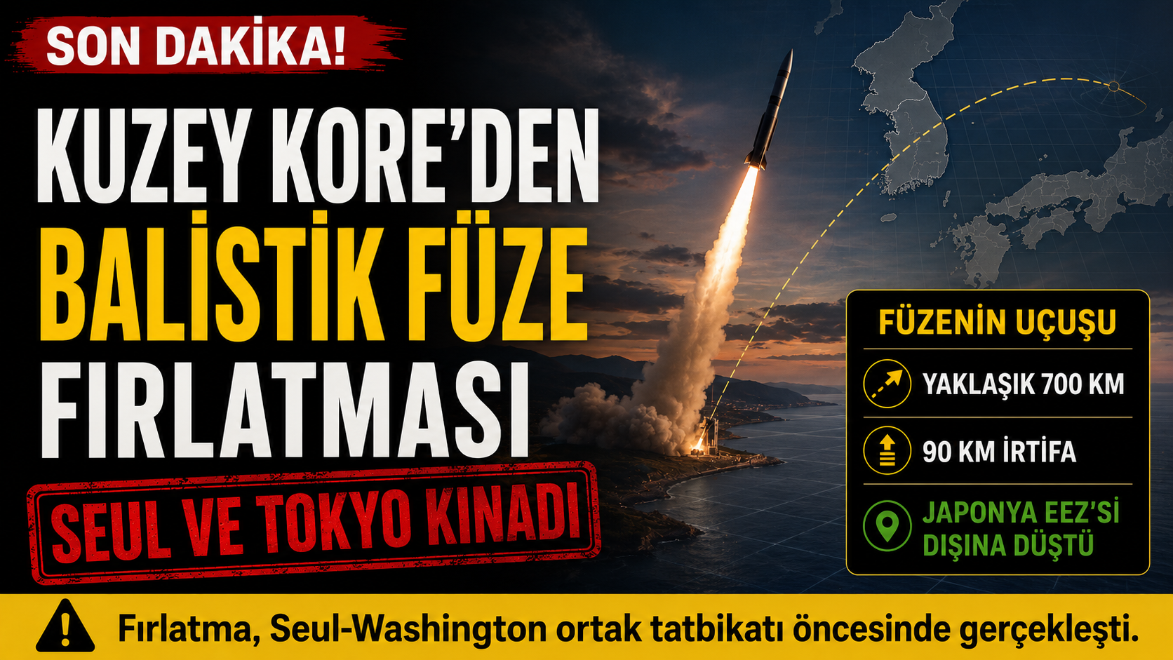 Kuzey Kore’den yeni balistik füze fırlatması