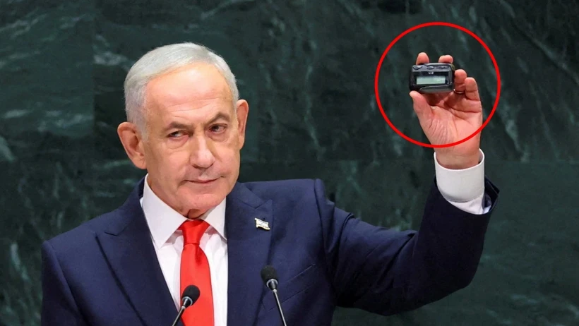 Netanyahu elindeki cihazla dünyayı tehdit etti